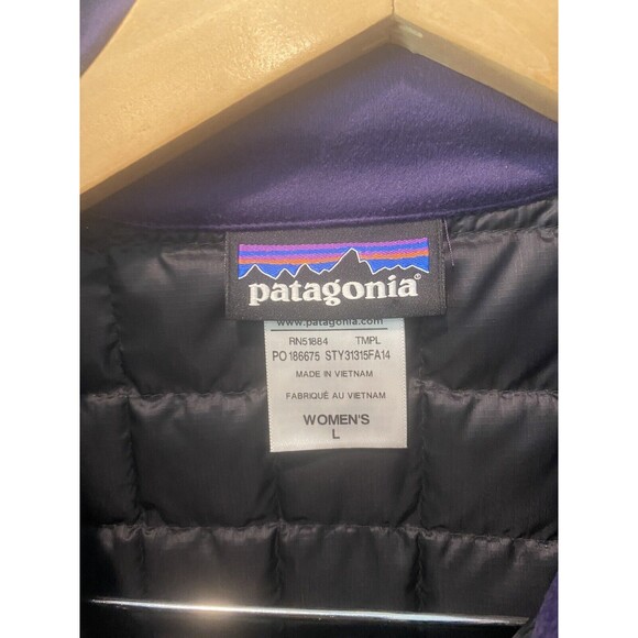 Rare Womens Patagonia Purple Hybrid Goose Down Polartec Zip Vest Large - Picture 2 of 5